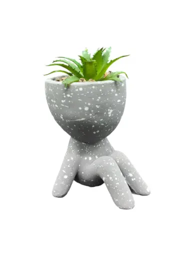 Macetero De Ceramica Planta Artificial